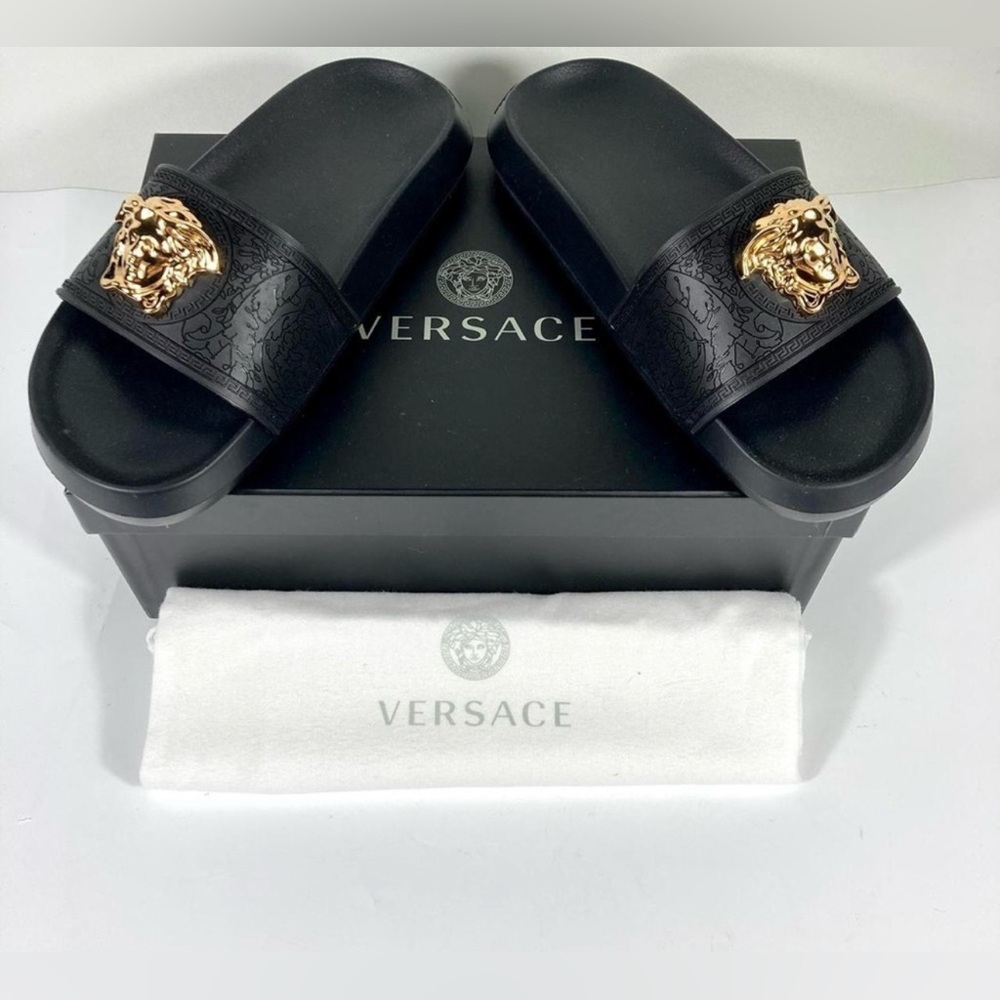 BNIB Versace Black and Gold Women's Slides Full inclusion.